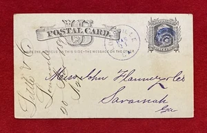 1879 *LITTLE & COMPANY* LOUISVILLE, GEORGIA UX5 POSTAL CARD+FANCY TARGET CANCEL! - Picture 1 of 15