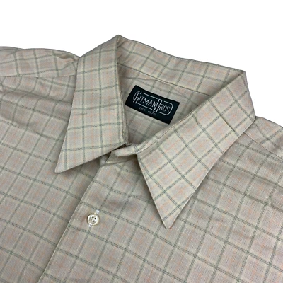 VTG Gitman Bros Men’s Cotton Dress Shirt Beige/Orange/Green Plaid • 16.5 | 34 - Image 1 of 4