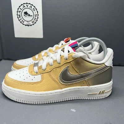 Nike Air Force 1 LV8 GS Gold/Silver DH9595-001 Youth Size 5Y Women Size 6.5 New - Image 1 of 4
