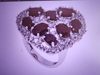 Colleen Lopez Silver 925 Ruby & Zircon Heart Statement Ring Size 10 NWOT - Image 1 of 4