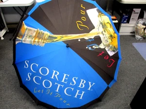ATLANTA UMBRELLA CO. w ADVERTISING SCORESBY SCOTCH "LET IT POUR" LARGE UMBRELLA - Picture 1 of 3