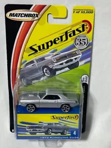 2004 Matchbox Superfast #4 1970 Plymouth Cuda, Silver, 1/64, NIB - Picture 1 of 2