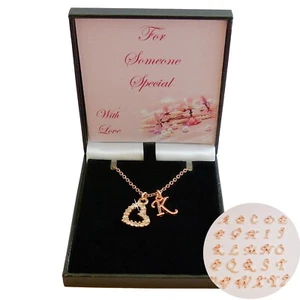 Oro Rosa Collares Con Carta / Inicial / Corazón Colgante En Especial Regalo Caja - Imagen 1 de 8