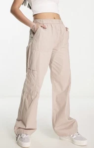ASOS DESIGN Pull On Cotton Poplin Cargo Pants Elastic Waist Pockets Women Size 4 - Picture 1 of 13
