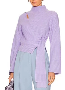 New $345 JONATHAN SIMKHAI Amaris Wrap Sweater Purple Lambswool Cashmere bl sz S - Picture 1 of 18