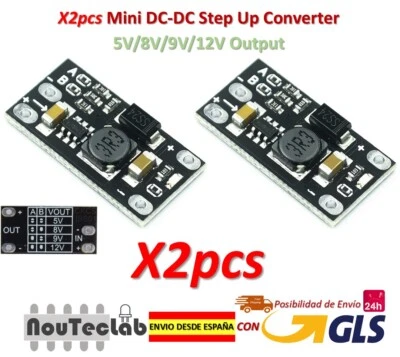 2pcs Mini DC-DC Boost Step Up Converter Board Module 3.7V to 5V 8V 9V 12V Output - Imagen 1 de 4