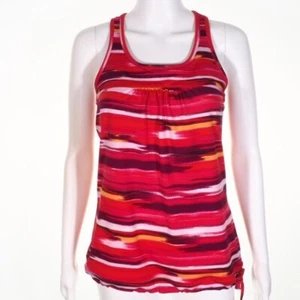 Sujetador Athleta Top Mujer Talla Pequeña Espalda Corredora Cordón Rojo Blanco Amarillo Estante Usado en Excelente Condición - Imagen 1 de 9
