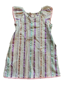 Girls White Purple Stripe More Than Magic Sleeveless Dress XS 4/5 - Picture 1 of 1
