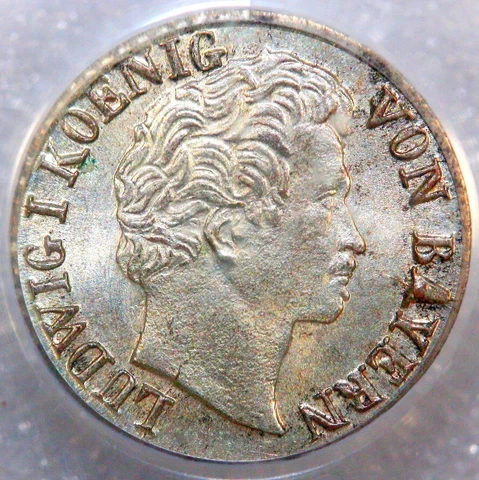 Germany States Bavaria Ludwig I 1835 Silver Kreuzer PCGS MS66 Cover