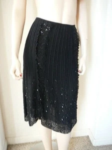 ESCADA $2200 NWT BLACK BEADED LACE SKIRT 38 SMALL 8 WOW - Picture 1 of 1