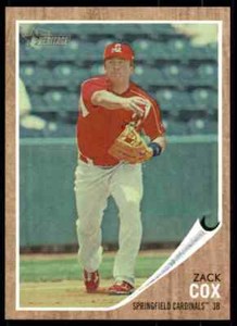 2011 Topps Heritage Minor League Green Tint Zack Cox /620 #8 10=Fs