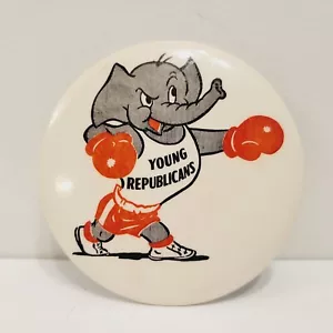 Vintage junge Republikaner kämpfen Boxen Elefant politisch 3" Pin Pinback Button - Bild 1 von 3