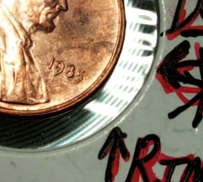 Mint Error Coin Lincoln Memorial 1c One Cent 1985 p Double Rim  - Image 1 of 4