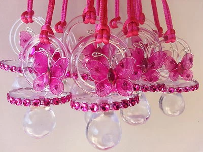 12 colares de chupeta borboleta jogos chá de bebê favoritos prêmios ~ decorações para meninas - Imagem 1 de 4