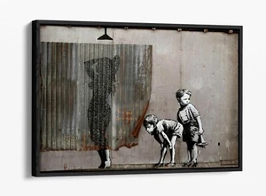 BANKSY JUNGEN PEEPING - TIEFFLOATER/FLOAT-EFFEKT GERAHMTER LEINWANDDRUCK - Bild 1 von 12