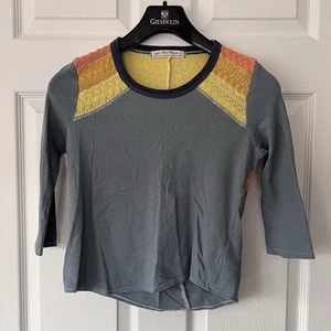 We The Free People Rainbows Top Women’s XS Crochet Knit Jersey Blue Multi Lace - Picture 1 of 14