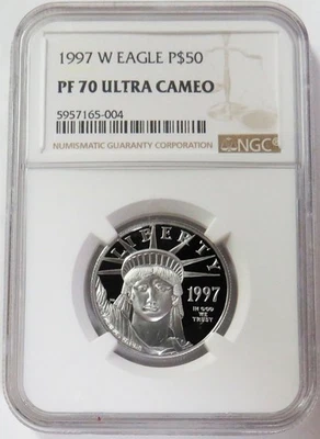 1997 W PLATINUM $50 AMERICAN EAGLE 1/2oz STATUE OF LIBERTY NGC PF 70 UC - Image 1 of 2