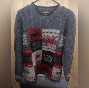 Woolrich Sweater, Women's Size Large, Gray, Christmas Snow Flakes Reindeer - Picture 1 of 4