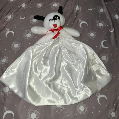 Gerber Blanco Cachorro Perro Mancha Orejas Negras Satén Manta de Seguridad Peluche Lovey ~24" Foto 1 de 4