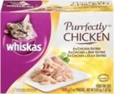 WHISKAS PURRFECTLY Paquete Variedad Pollo Comida Húmeda para Gatos 3 Onzas (10 Unidades) Foto 1 de 4