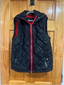 Diesel Vest Boys Black Hooded Quilted Fleece Lining Zip-Up Pocket Puffer 10-12 - Picture 1 of 4