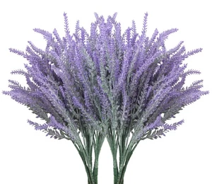 10 Bundles Fake Flowers Artificial Lavender Faux Plastic Plants Purple Flower... - Foto 1 di 7