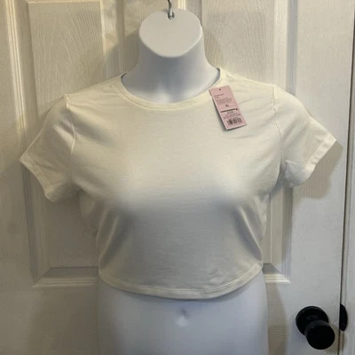 NWT Wild Fable Womens XL White Crop Top Short Sleeve Casual Tee - Image 1 of 4