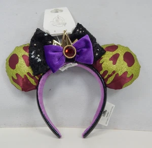 Orejas de manzana venenosas de los parques de Disney Blancanieves Reina malvada ratón moño diadema orejas NUEVO - Imagen 1 de 8