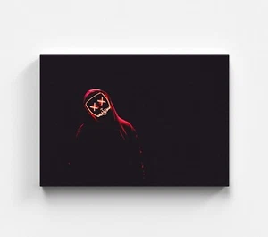 Quadro su tela arte al neon quadro da parete rosso maschera al neon quadri arte tela quadro - Foto 1 di 5