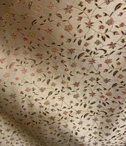 Gold Small Floral - Faux Silk Brocade Fabric - Picture 1 of 4