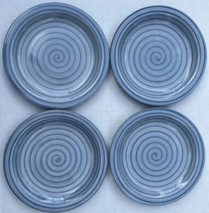 Set 4 piatti Citrus Grove cerchio a righe blu dipinti a mano M - Foto 1 di 24