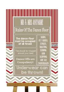 Letrero de boda personalizado rojo y gris de las reglas de invierno de la pista de baile - Imagen 1 de 1