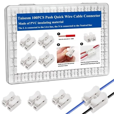 Push Quick Wire Cable Connector, White Wiring Terminal ,100Pcs - Image 1 of 4