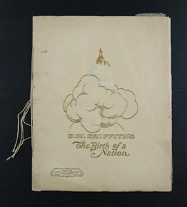 souvenir program film THE BIRTH OF A NATION Griffith Lincoln death Ku Klux Klan - Foto 1 di 13