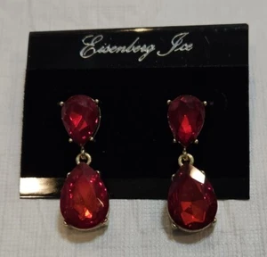Pendientes colgantes vintage Eisenberg de cristal rojo hielo poste trasero nuevos de stock - Imagen 1 de 1