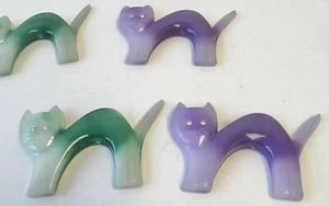 2.5 INCH VINTAGE PlEXI CATS FLATBACK GREEN/PURPLE OPAL ASSORTED 4PCS - Picture 1 of 3