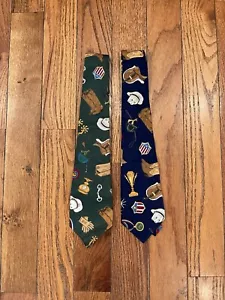 2 Vintage Retro Horse Country Original Mens Neck Tie Lot Western Cowboy Riding - Picture 1 of 5