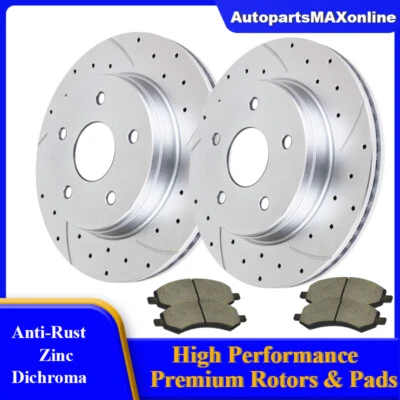 Kit de rotores y pastillas de freno ranurados perforados delanteros para Dodge Ram 1500 Durango Aspen Foto 1 de 4