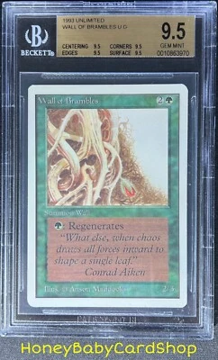 MTG Unlimited Edition 1993 Wall of Brambles BGS 9.5Q (TRUE QUAD) G.MINT Pop 1of5 - Image 1 of 4