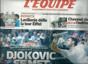 L'EQUIPE N°21895 2 28 JUIN 2014 DJOKOVIC/ CORNET/ ROSSI/ KUBICA/ LAVILLENIE - Imagen 1 de 1
