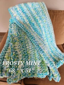 Hand Crocheted Throw Afghan Blanket - Picture 1 of 4