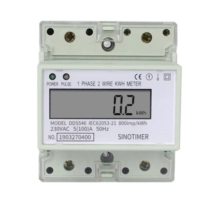 Home use Rail LCD Display Single-phase 4P Electronic Energy Meter 5 (100) A 230V - Image 1 of 4