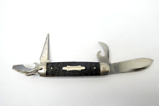 Vintage Used Kamp King Imperial Prov USA Folding Pocket Knife w/ Can Opener