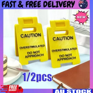 Caution Overstimulated Desk Sign Office Home Ornament Decoration GT - Picture 1 of 16