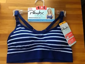 NWT Playtex Nursing Seamless Racerback Crop Wirefree Bra SMALL Blue/Grey YYCEUS - Picture 1 of 5