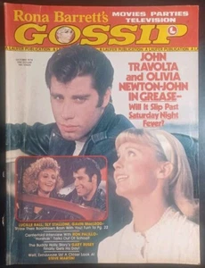 1978 RONA BARRETT'S GOSSIP JOHN TRAVOLTA OLIVIA NEWTON JOHN COVER GREASE 05452 - Picture 1 of 24