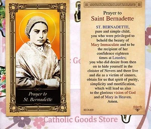 St. Bernadette + Prayer to Saint Bernadette - Glossy Paperstock Holy Card SC - Picture 1 of 3