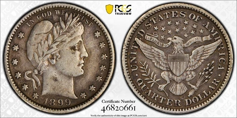 1899-S Barber Quarter PCGS Genuine XF Detail Cover