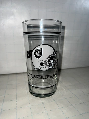 Vintage Los Angeles LA Raiders NFL Helmet Tumbler Tall Glass Beer Cup 80’s Cover