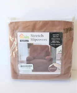 Easy Going Stretch Recliner Chair 2 Pc Slipcover Brown Microfiber Storage Pocket - Picture 1 of 5
